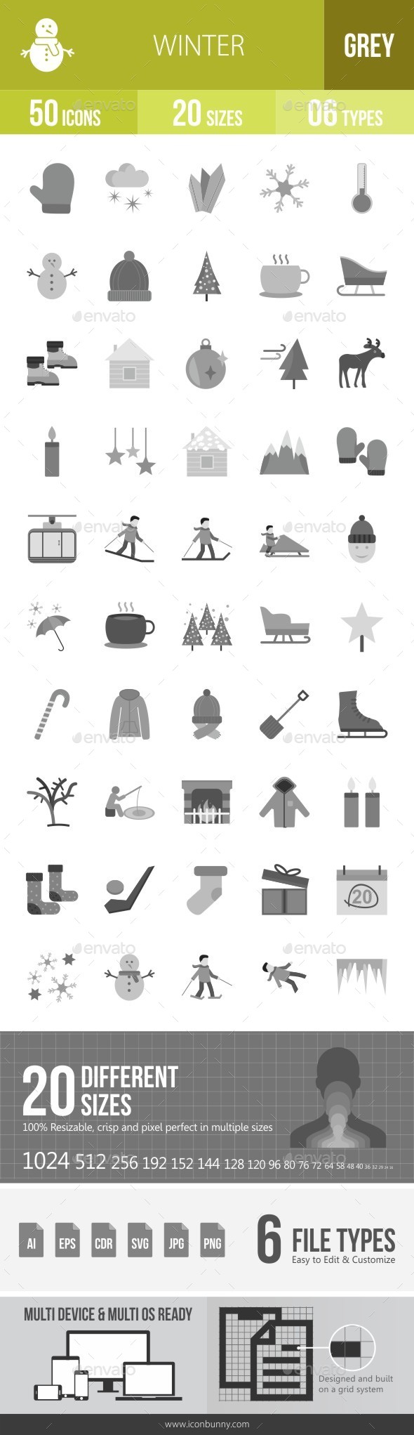 Winter Greyscale Icons - Icons