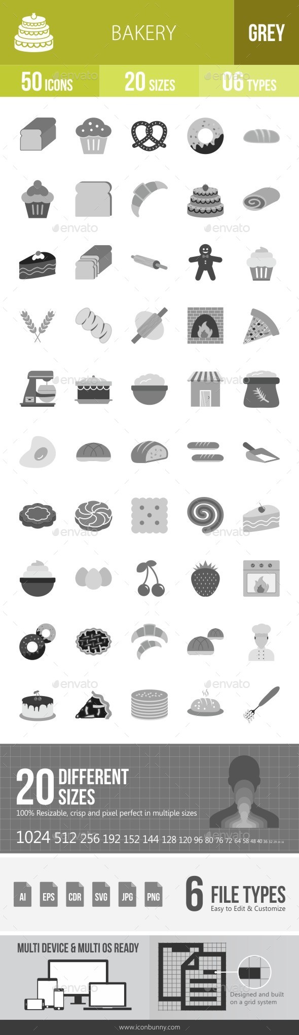Bakery Greyscale Icons - Icons