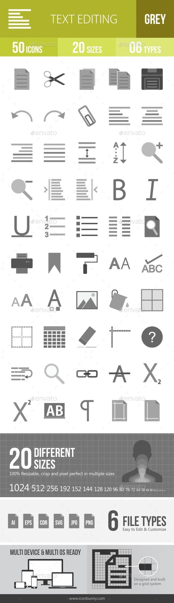 Text Editing Greyscale Icons - Icons