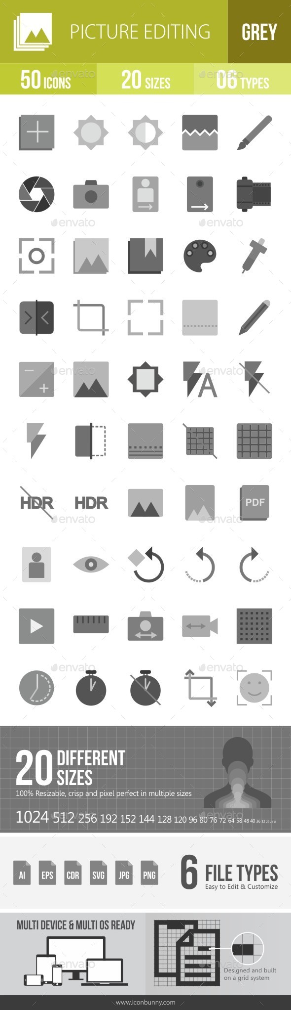 Picture Editing Greyscale Icons - Icons