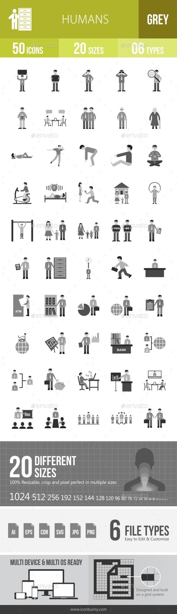 Humans Greyscale Icons - Icons