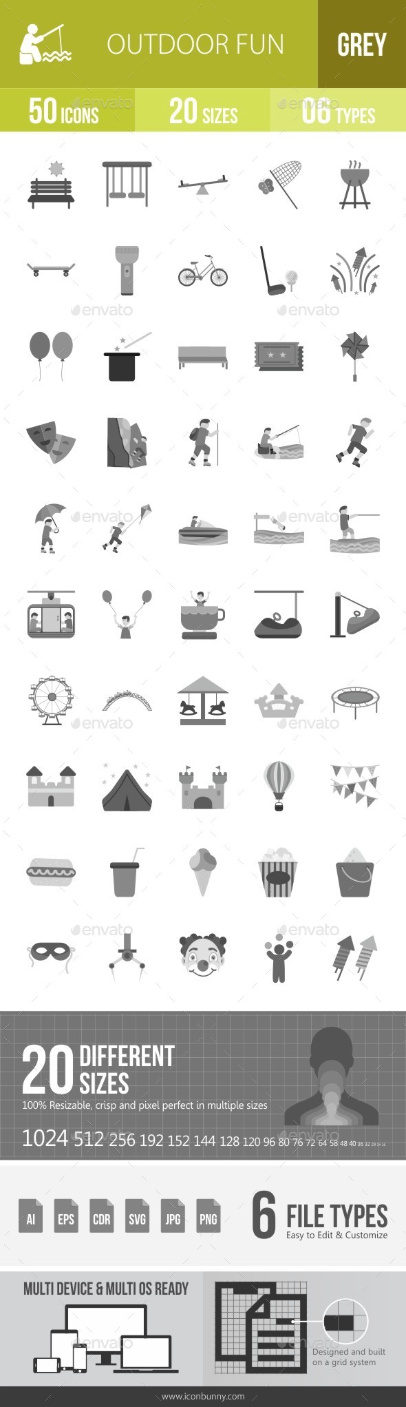 Outdoor Fun Greyscale Icons - Icons