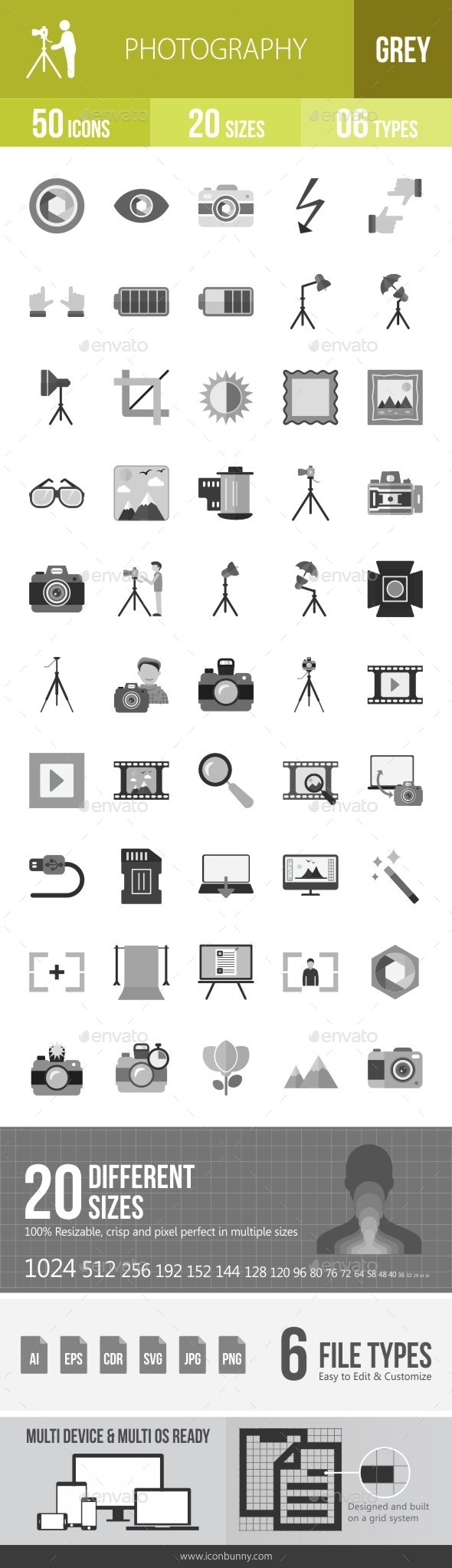 Photography Greyscale Icons - Icons