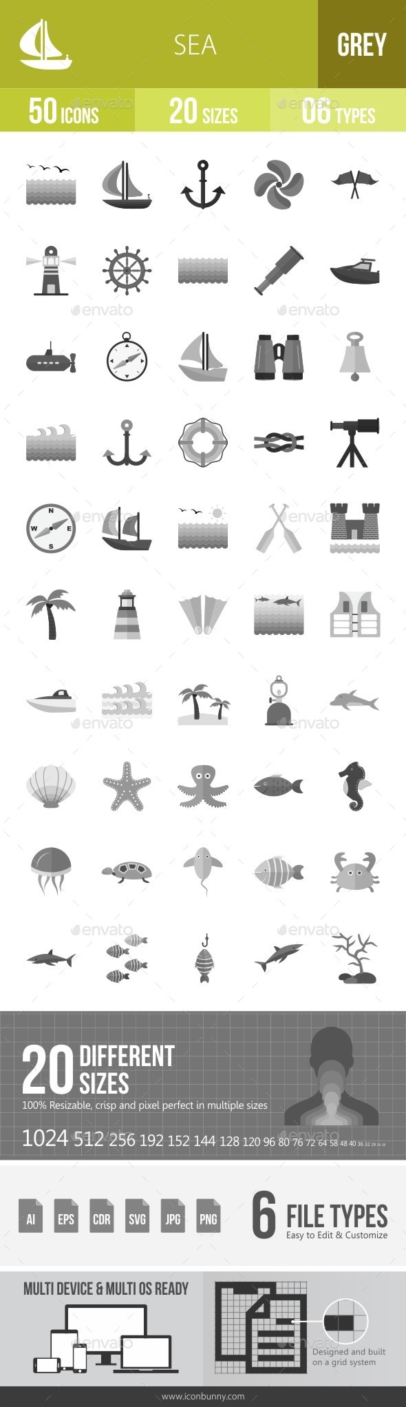 Sea Greyscale Icons - Icons