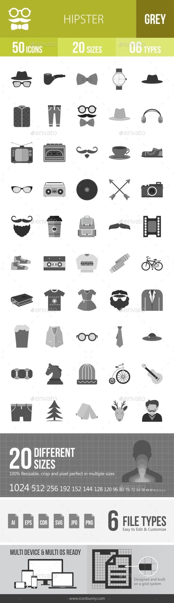 Hipster Greyscale Icons - Icons