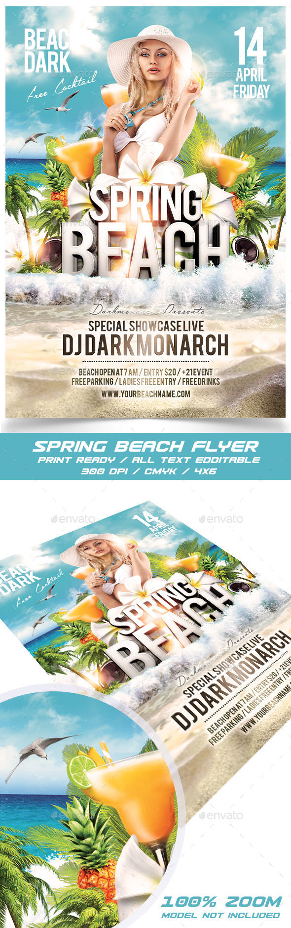 Spring Beach Party - Events Flyers