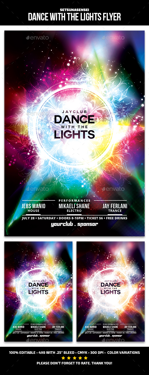 Dance with the Lights Flyer - Clubs & Parties Events