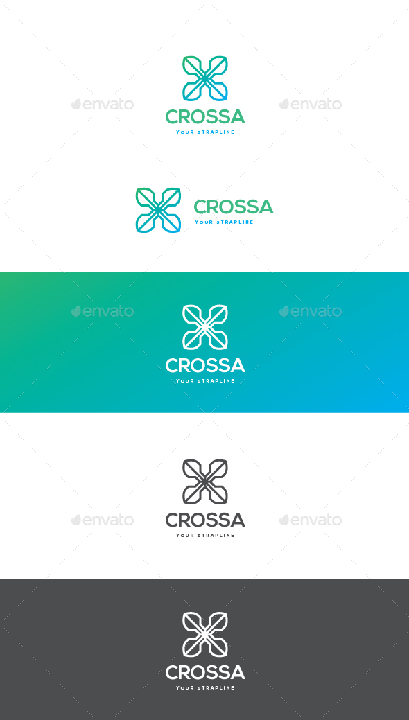 Cross Letter X Logo - Letters Logo Templates