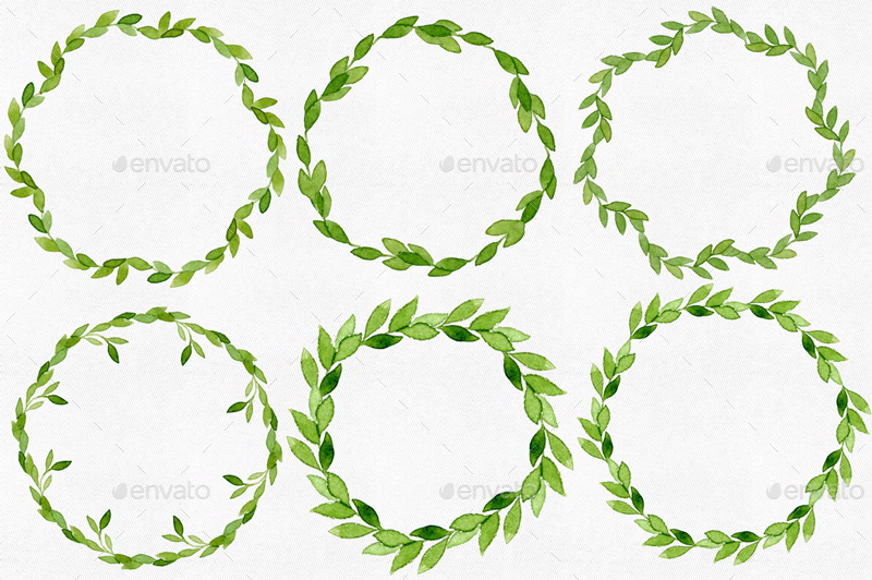 12 watercolor leaves wreaths by helga wigandt graphicriver