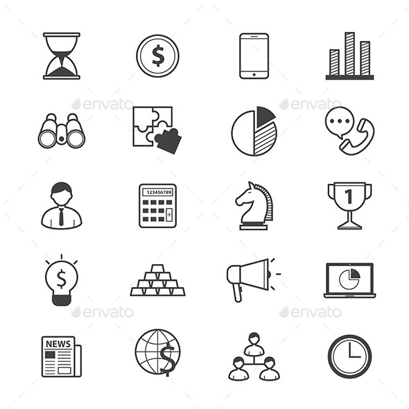 Business and Finance Strategy Icons Line - Business Icons
