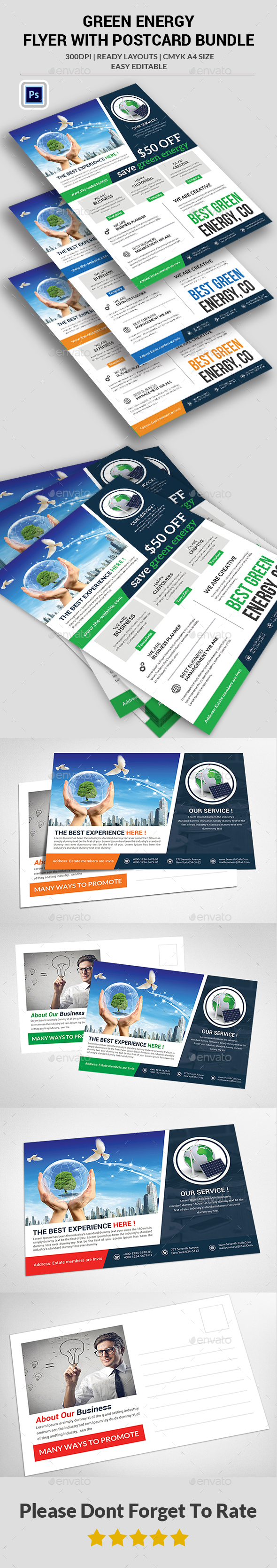 Green Energy Flyer With Postcard Bundle - Corporate Flyers