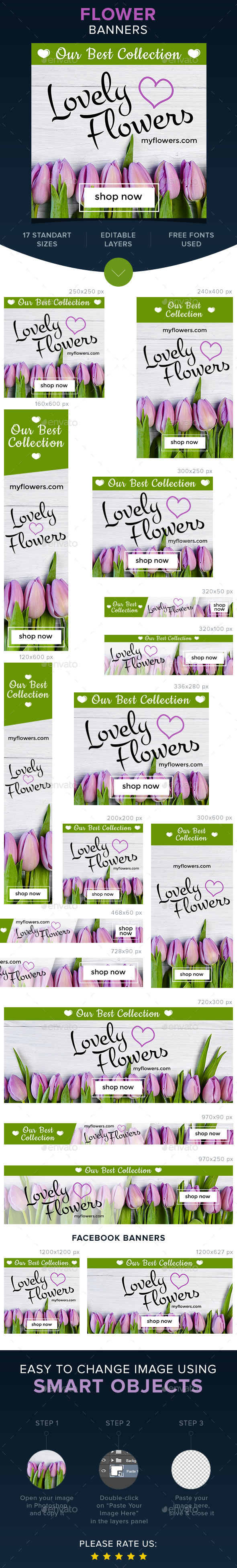 Flower Banners - Banners & Ads Web Elements