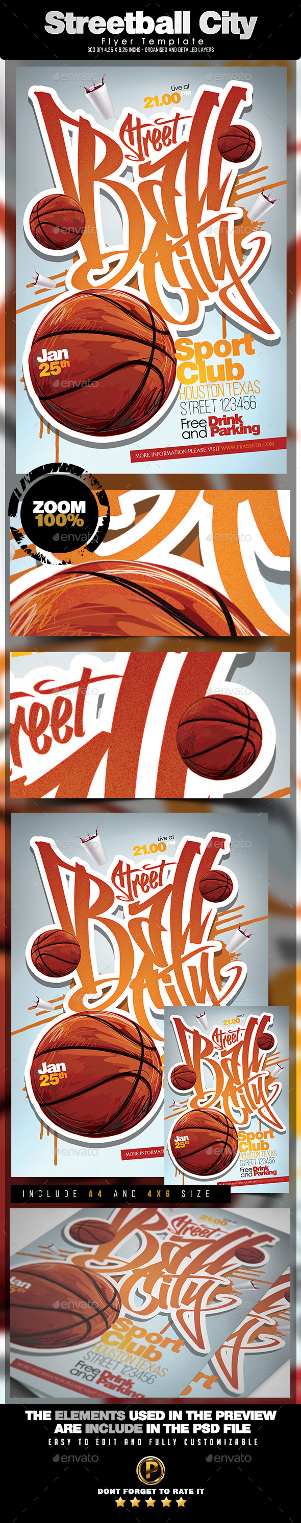Streetball City Flyer Template - Sports Events