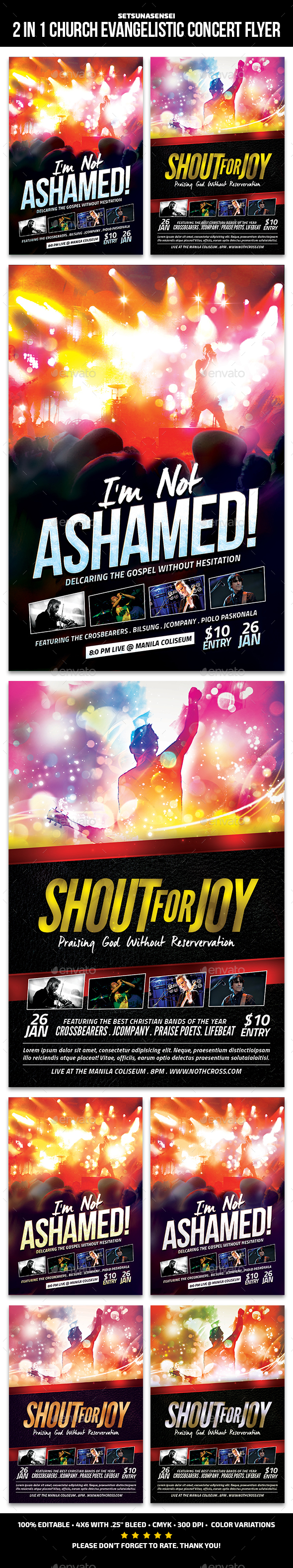 2 in 1 Church Evangelistic Concert Flyer - Church Flyers