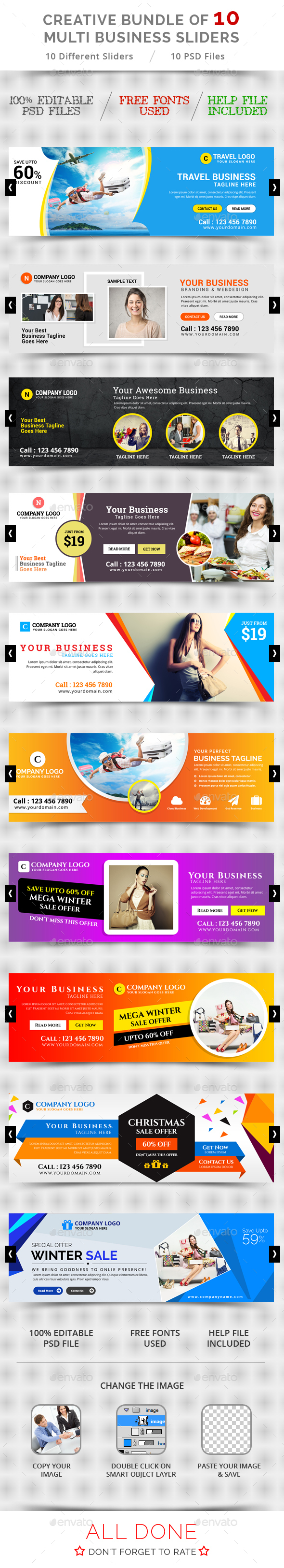 Bundle Of 10 Creative Business Sliders - Sliders & Features Web Elements