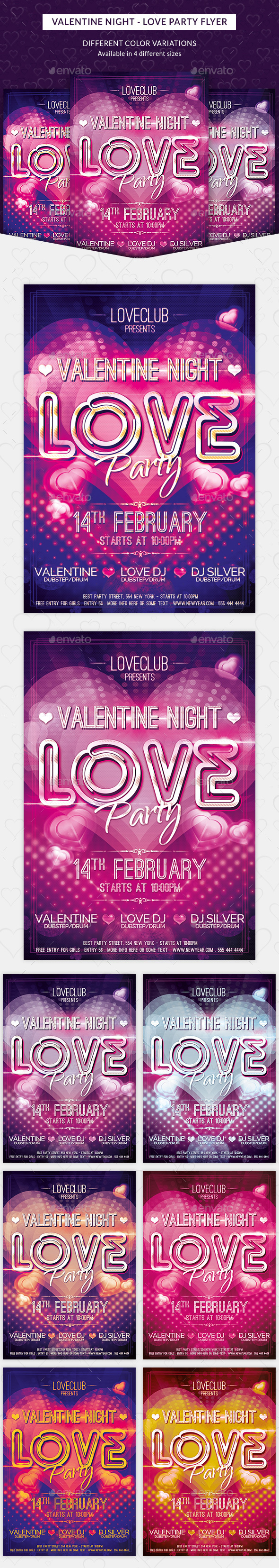Valentine Night - Love Party Flyer - Clubs & Parties Events
