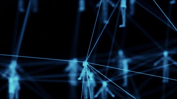 Brain Network Connection Of Different Peoples In Holographic Computer Interface 4K alt