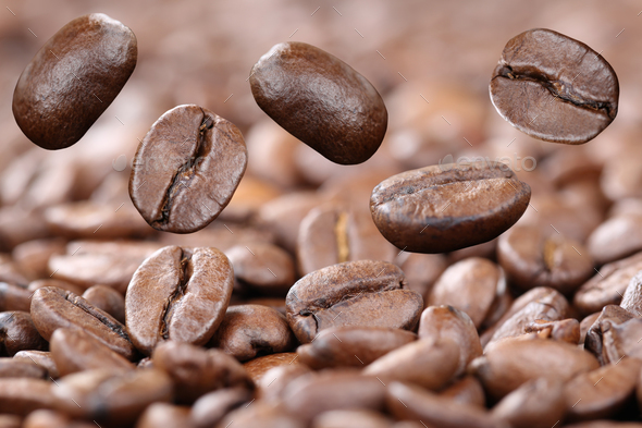 Flying fresh coffee beans