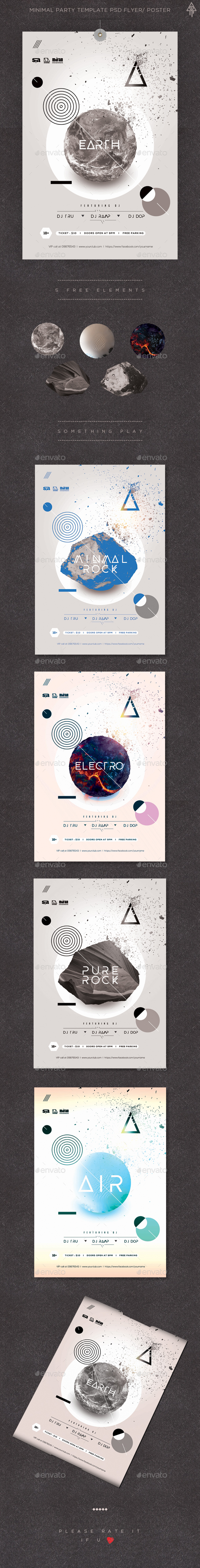 Minimal Party Template PSD Flyer/ Poster - Events Flyers