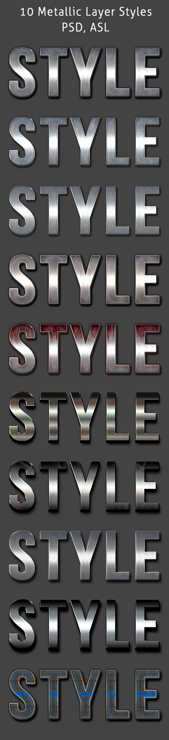 10 Metallic Styles - Text Effects Actions