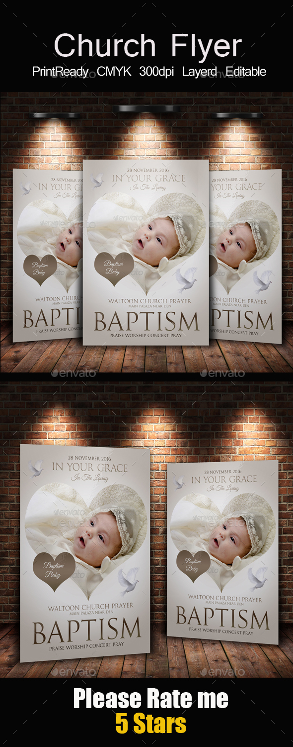 Baptism Sunday Church Psd Flyer Template - Church Flyers