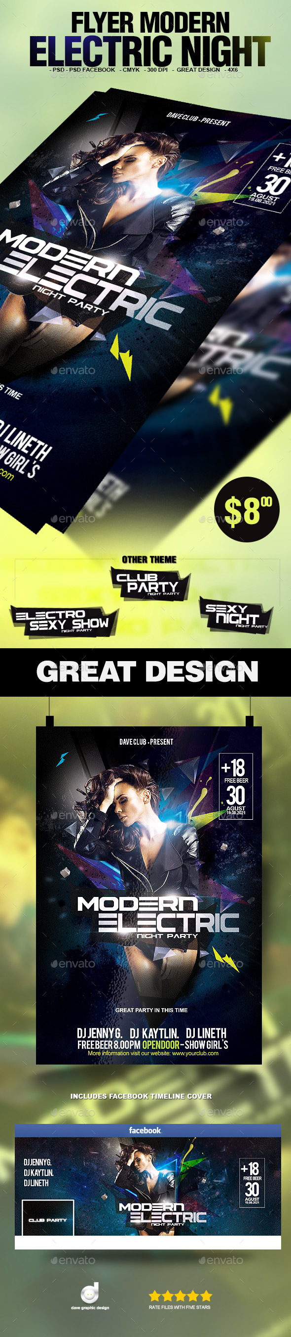 Flyer Modern Electric Night - Clubs & Parties Events