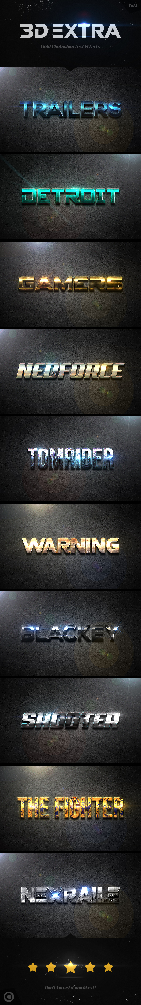 3D Extra Light Text Effects Vol.1 - Styles Photoshop