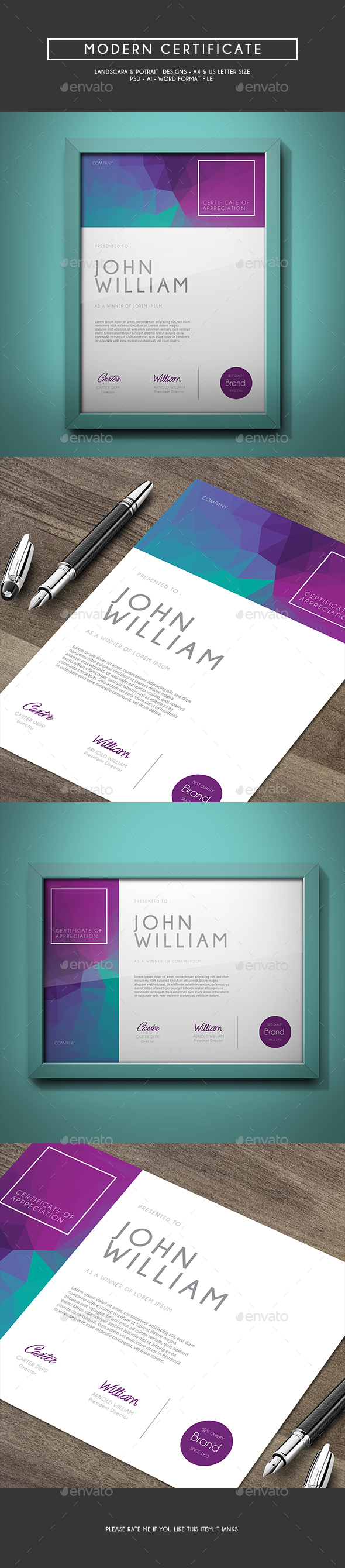 Modern Certificate - Certificates Stationery