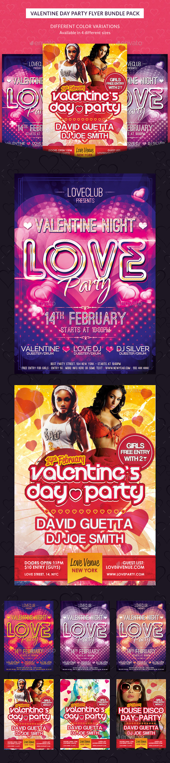 Valentine Day Party Flyer Bundle Pack - Clubs & Parties Events