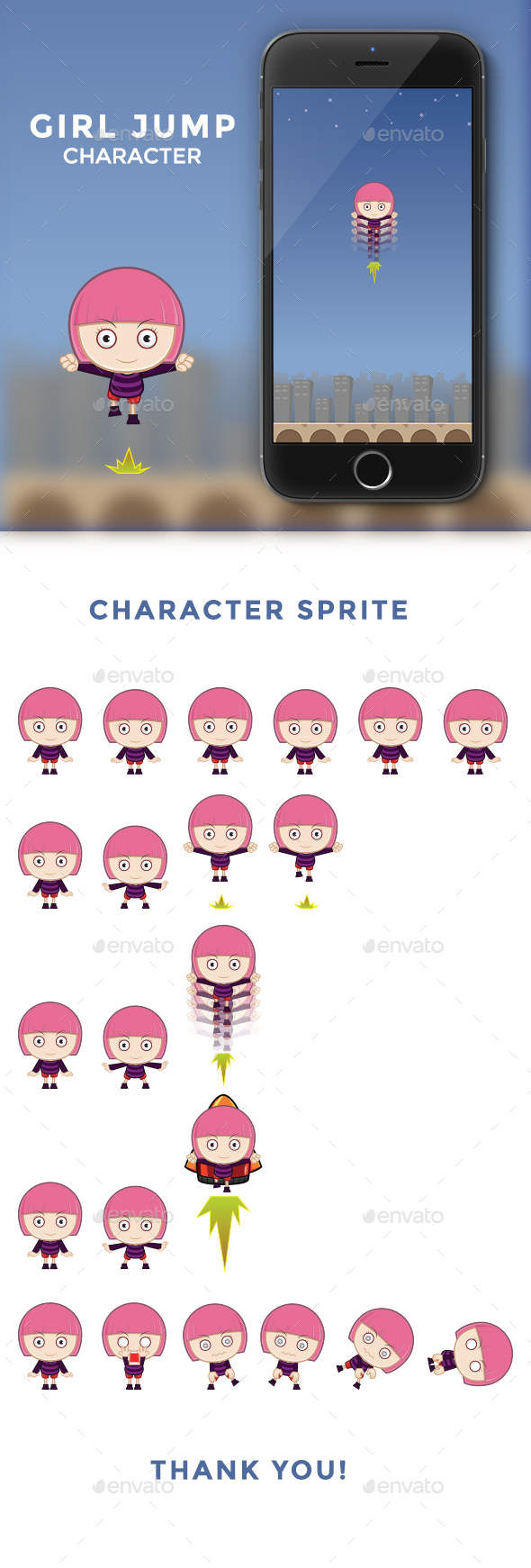 Jump Game - Girl C1 - Sprites Game Assets