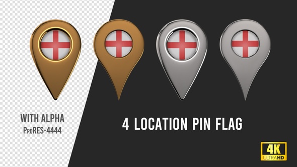 England Flag Location Pins Silver And Gold alt