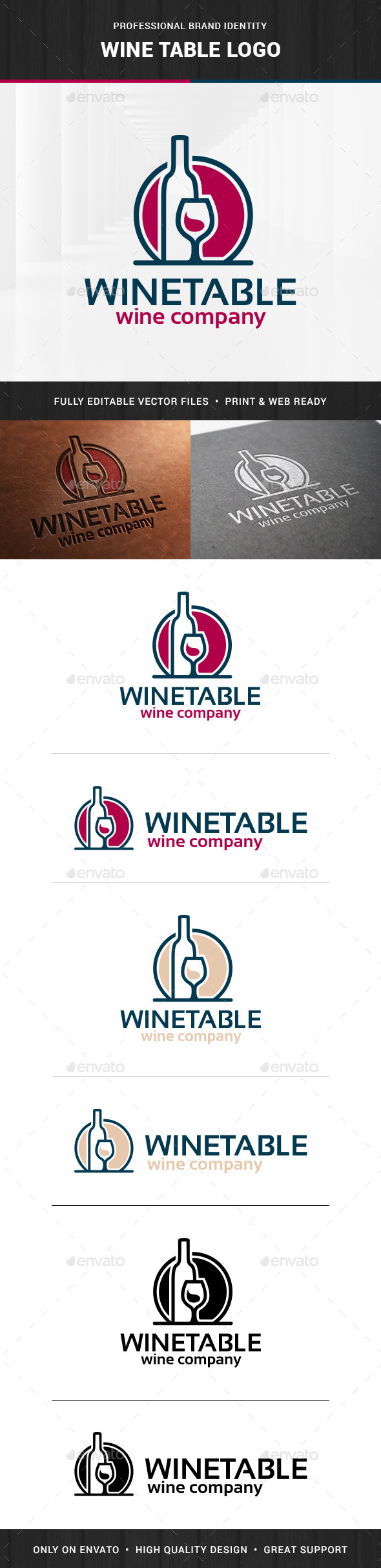 Wine Table Logo Template - Objects Logo Templates
