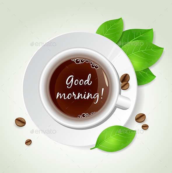 Cup of Coffee and Green Leaves - Food Objects