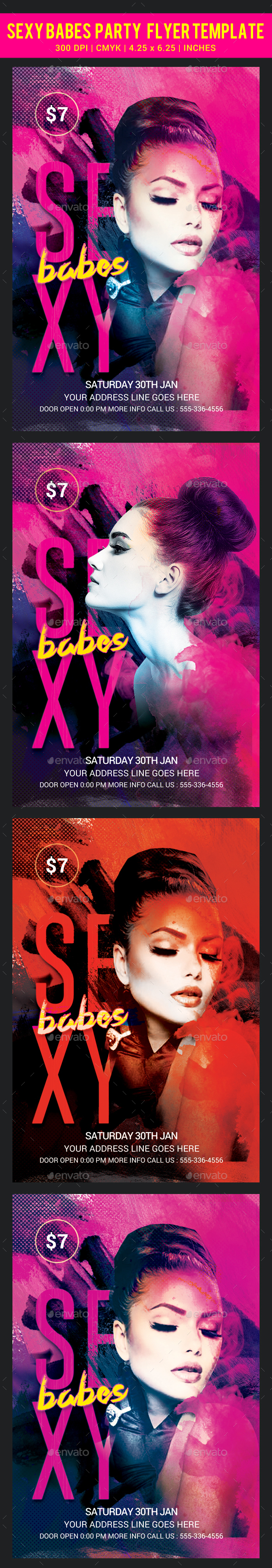 Sexy Babes Party Flyer Template - Clubs & Parties Events
