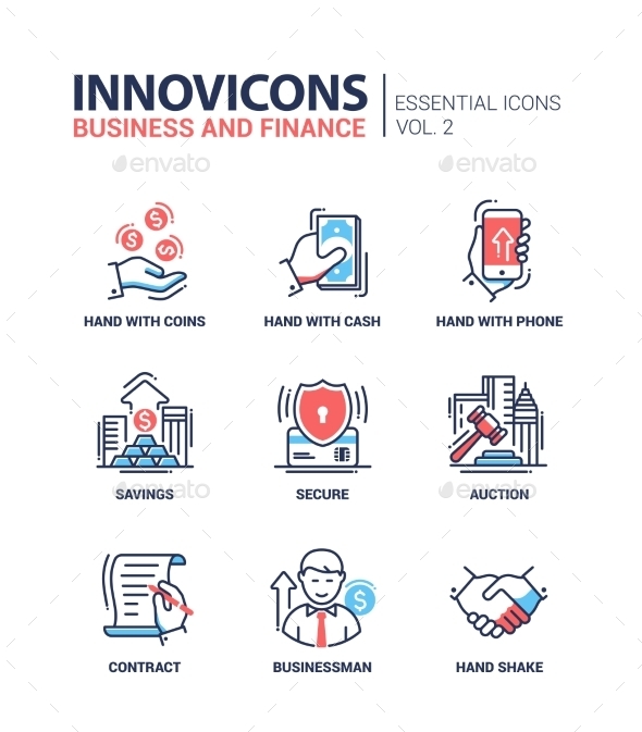 Modern Office and Business Line Flat Design Icons - Business Conceptual