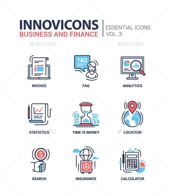 Modern Office And Business Line Flat Design Icons - Business Conceptual