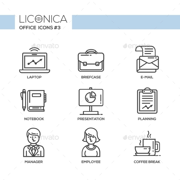 Modern Office and Business Line Flat Design Icons - Concepts Business
