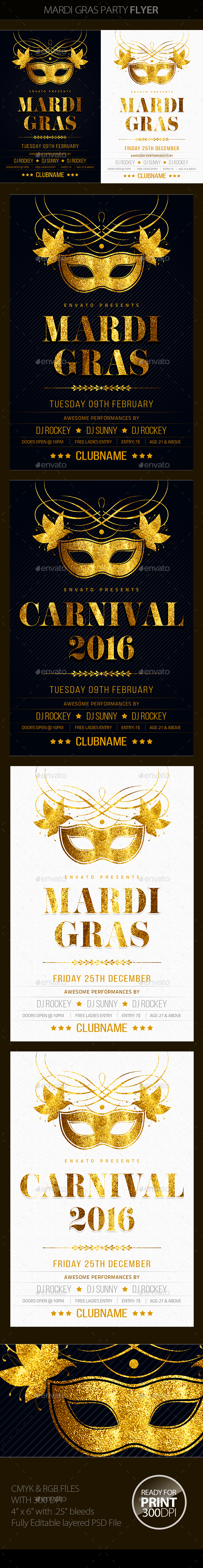 Mardi Gras Party Flyer - Clubs & Parties Events
