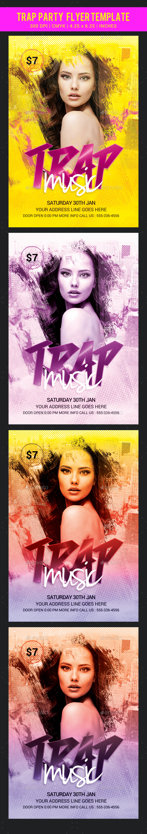 Trap Music Party Flyer Template - Clubs & Parties Events