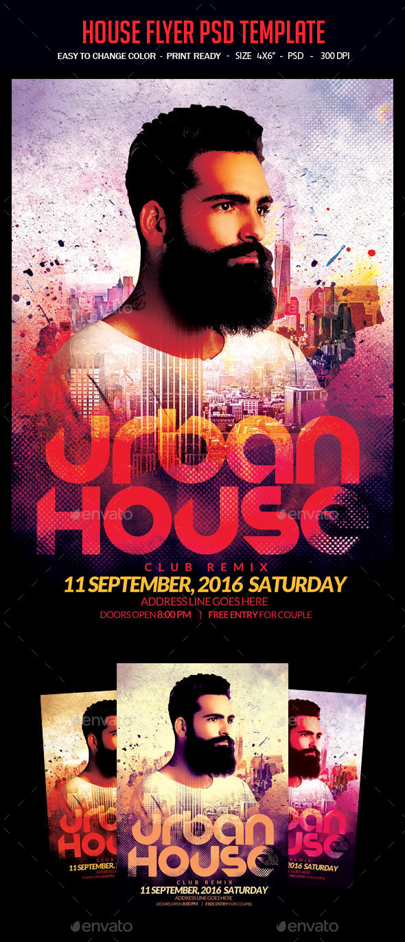 House Flyer PSD Template - Clubs & Parties Events