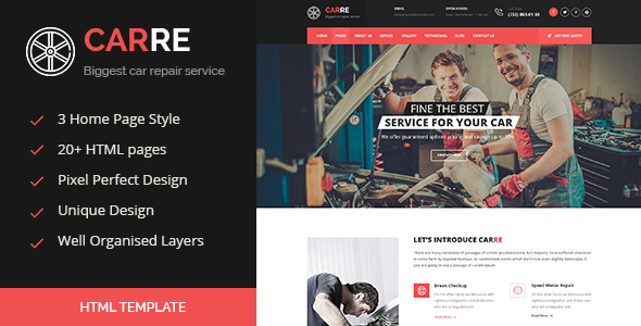 Car RE - Auto Mechanic & Car Repair HTML Template 