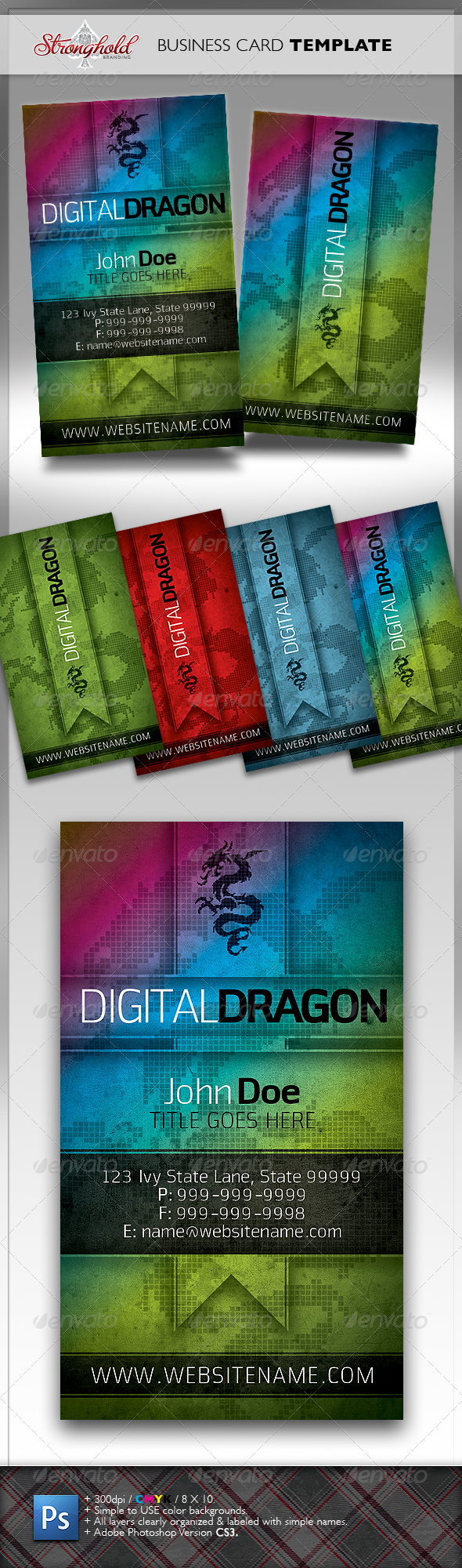 Digital Dragon Business Card Template - Creative Business Cards