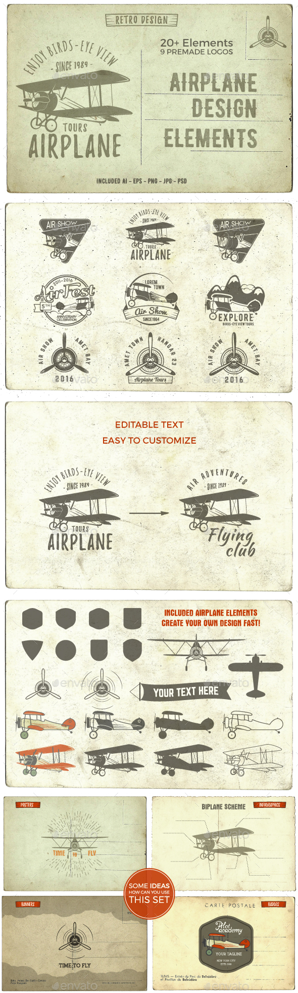 Airplane Badges & Design Elements - Badges & Stickers Web Elements