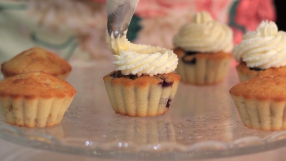 Chef Is Decorating Cupcakes For a Party