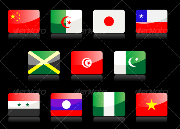 Glossy national flags - Decorative Vectors