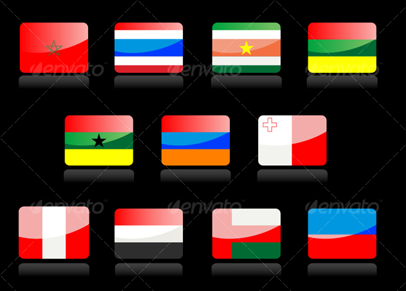 Glossy flags - Decorative Vectors