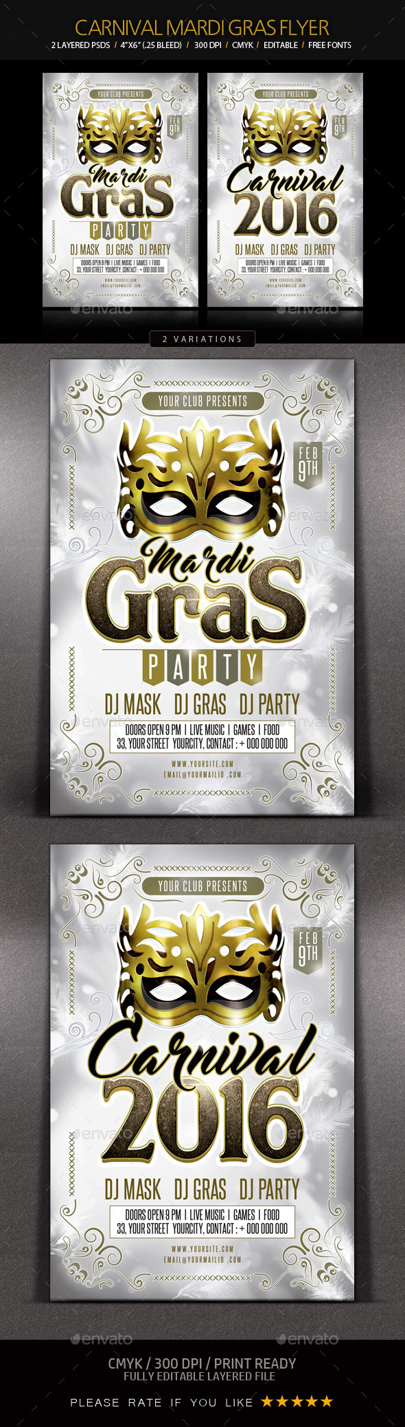 Mardi Gras Party Flyer - Clubs & Parties Events