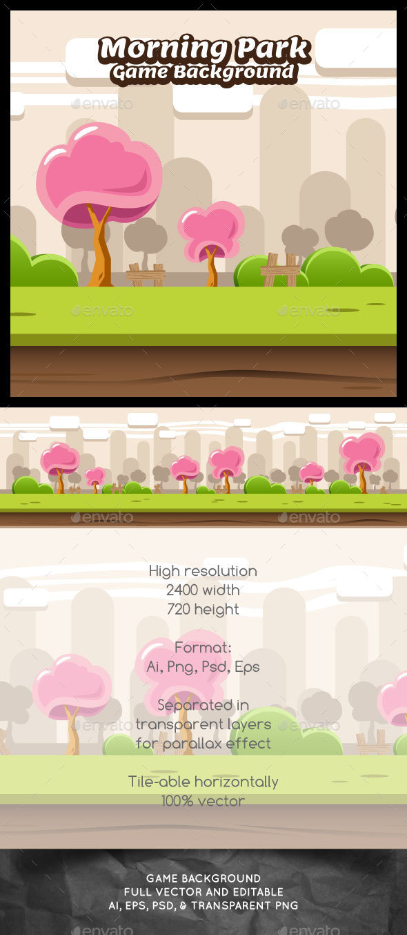 Morning Park Game Background - Backgrounds Game Assets