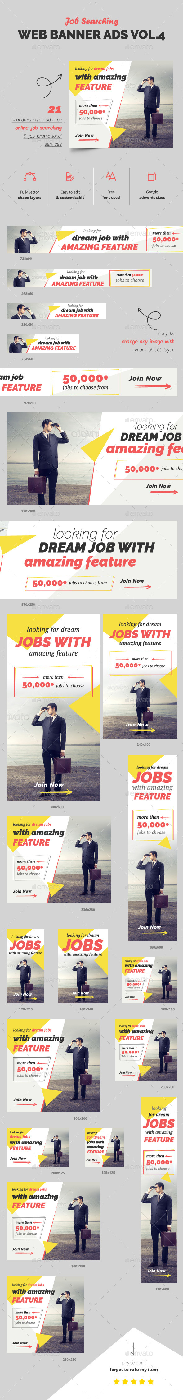 Job Searching Web Banner Ads - Banners & Ads Web Elements