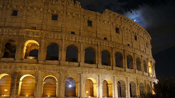 View of Colosseum at Night, Rome, Italy